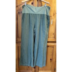 XCVI Wearables Linen Pants Green Women's 2X Wide Leg Pull On Stretch NEW NWT 29"